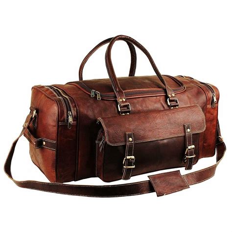 real leather weekender bag.